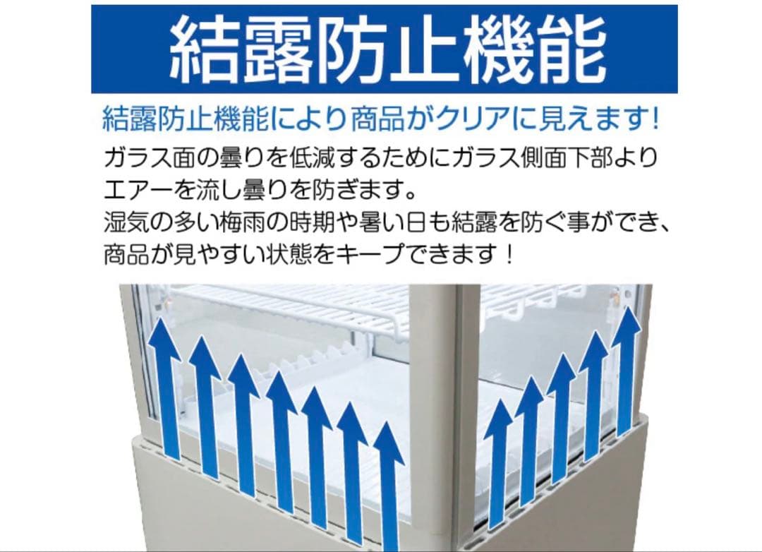 【送料込・美品】4面ガラス冷蔵ショーケース R4G-120SLW 120ℓ