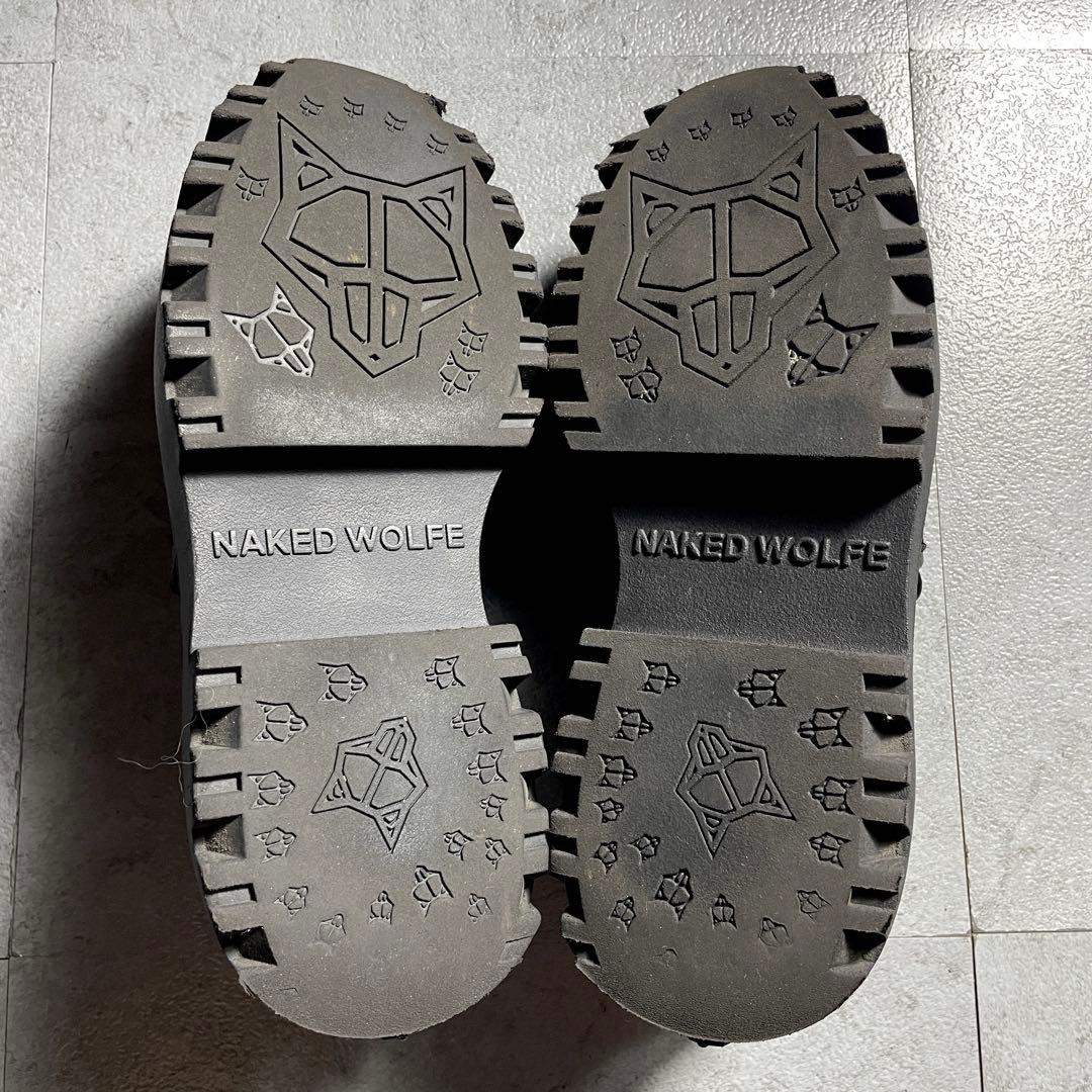 海外限定モデル✨️ NAKED WOLFE ローファー メタルロゴ 厚底 黒