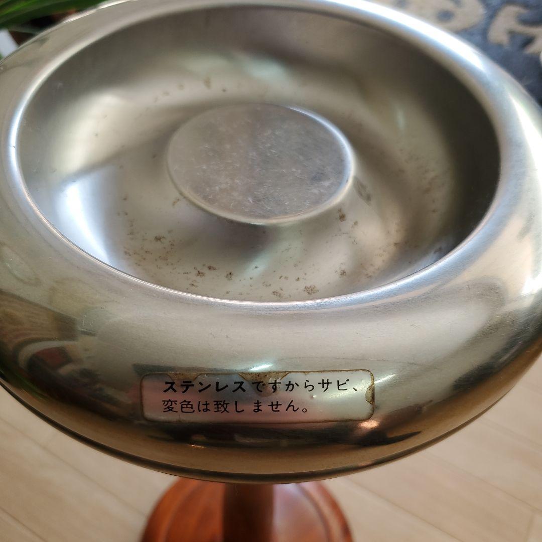 MATSUDA 置き型灰皿 ステンレス 木製昭和レトロスモークスタンド