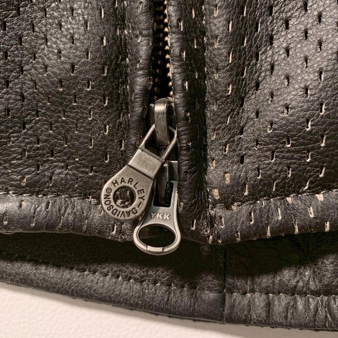 【激渋】ハーレーダビッドソン シングル ライダースジャケット 牛革 パンチング