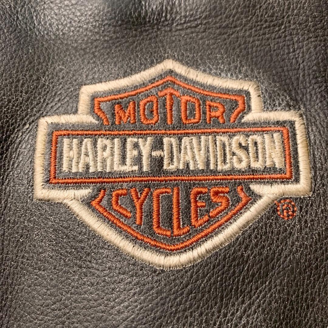 【激渋】ハーレーダビッドソン シングル ライダースジャケット 牛革 パンチング