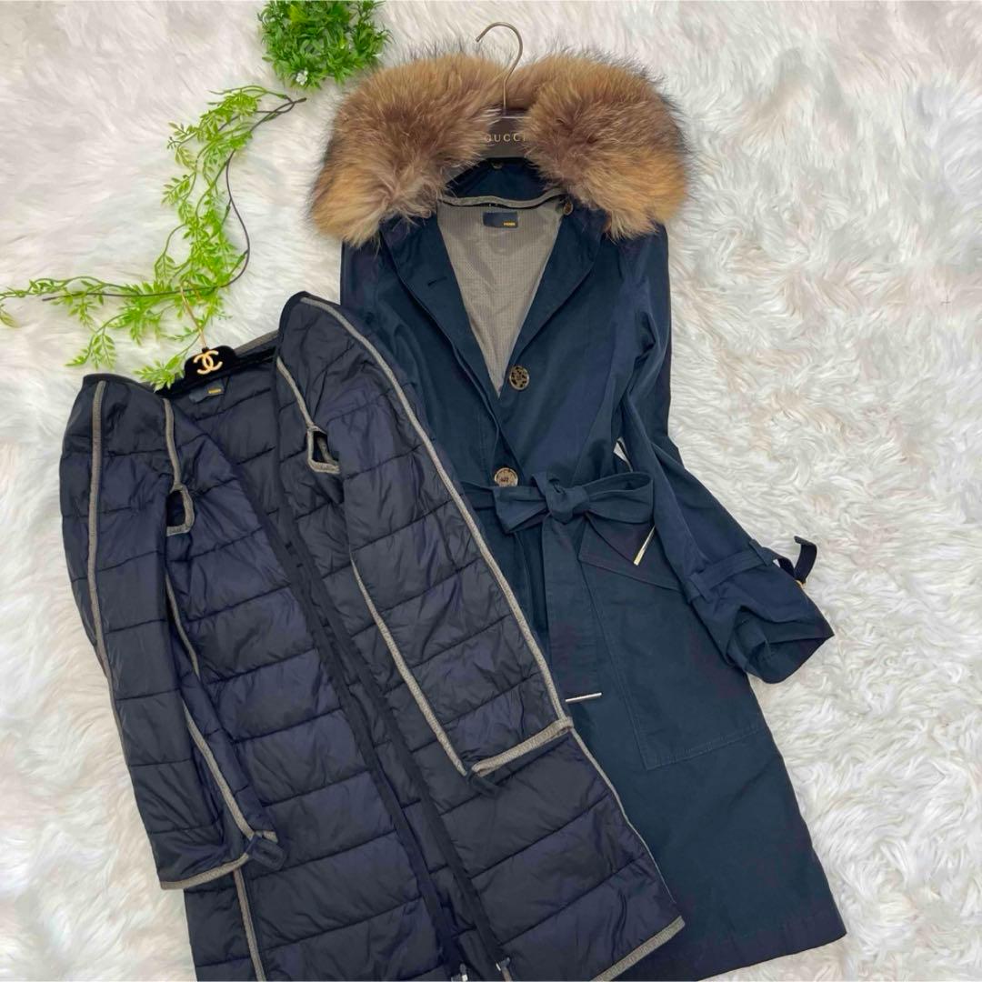FENDI フェンディ 3WAY 裏地ズッカ キルティング ライナー ファー