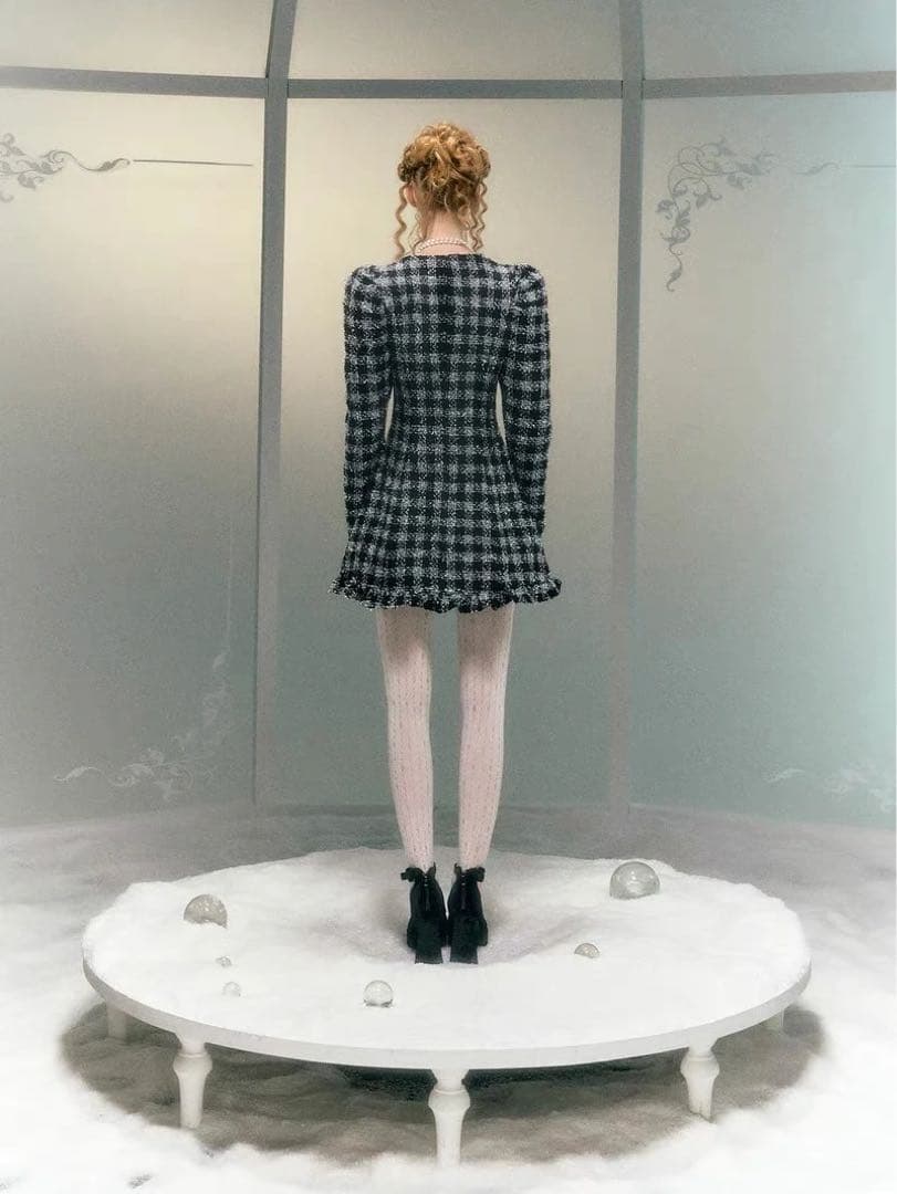 Narrator チェック柄フリルワンピース S あのちゃん 着用