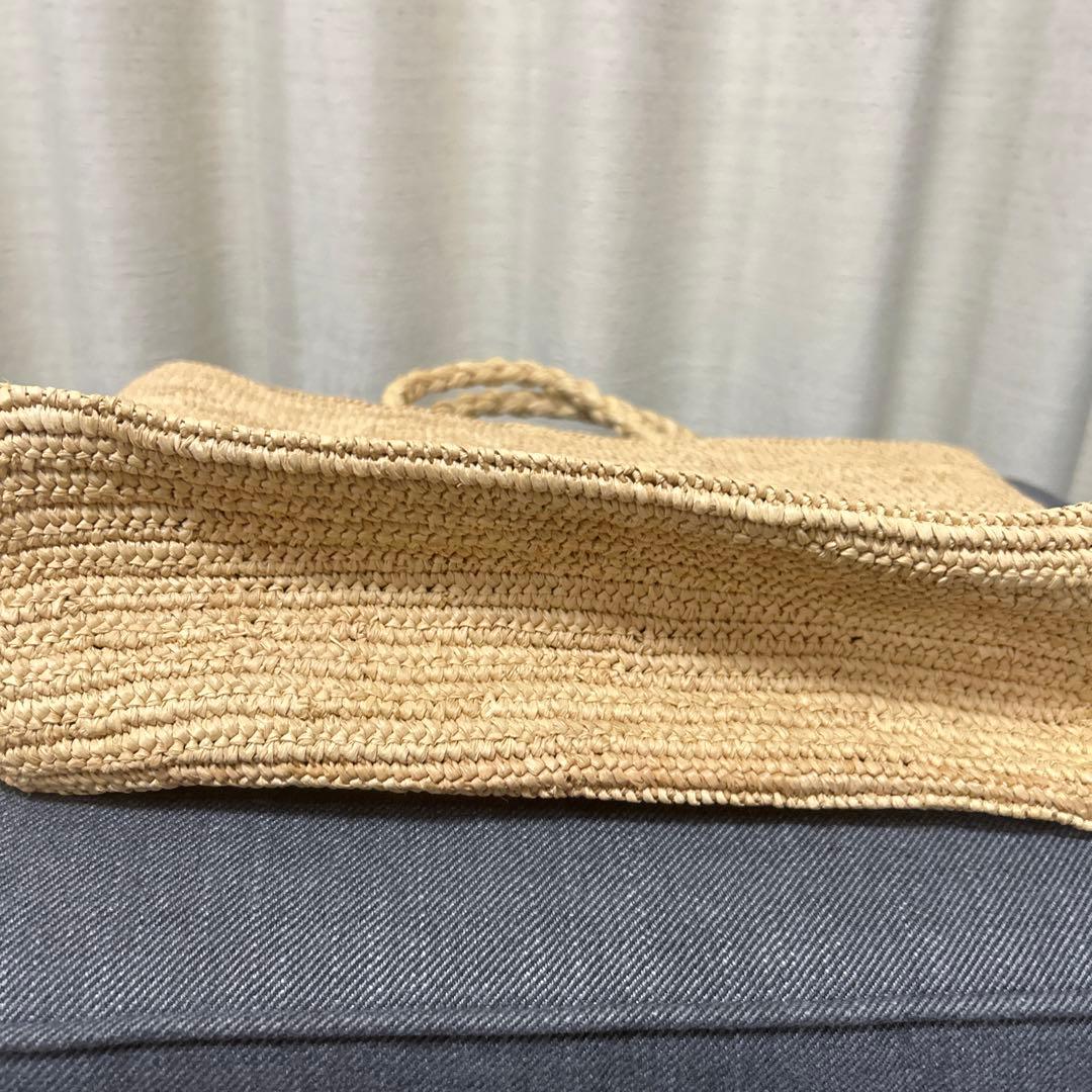 新品タグ付きボンポワン　ラフィアバッグ　ネイビー