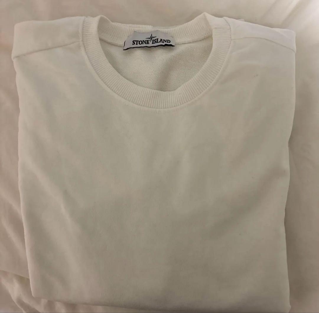 ストーンアイランド ホワイト クルーネック スウェット トレーナー