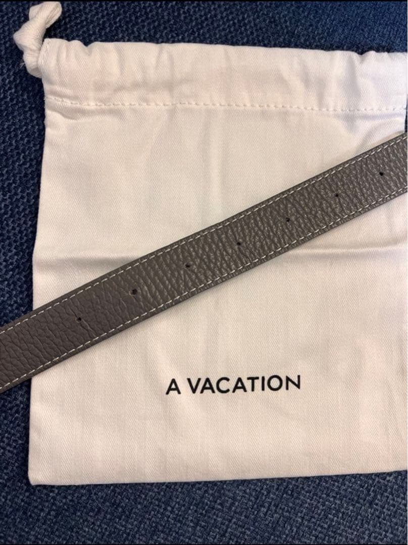 A VACATION ハートバックルベルト ネイビー/グレーxシルバー80cm