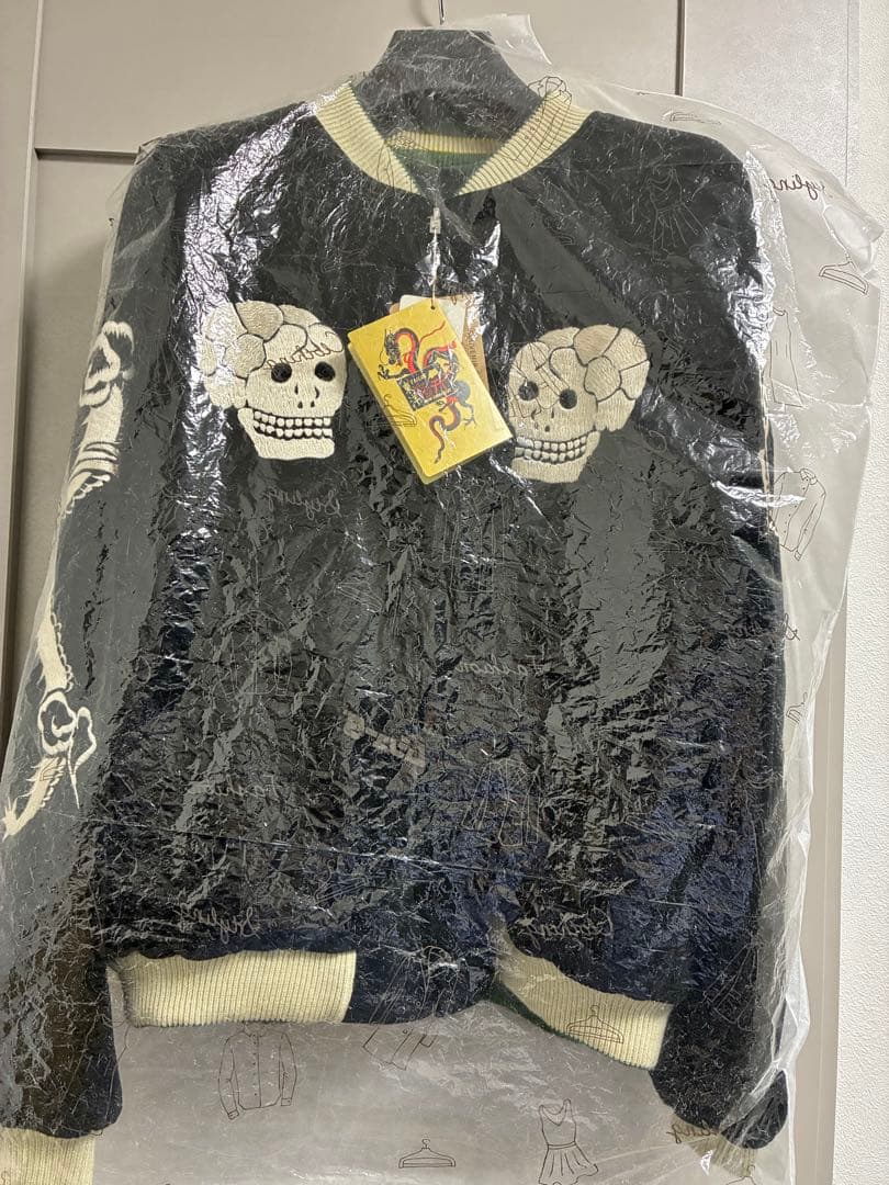 新品未使用 テーラー東洋 別珍スカジャン 蛇髑髏 ブラック サイズXL