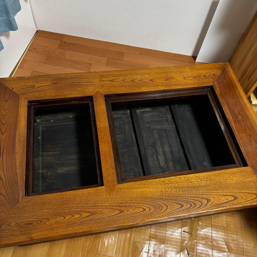 囲炉裏座卓　囲炉裏テーブル　欅材　火鉢　和家具