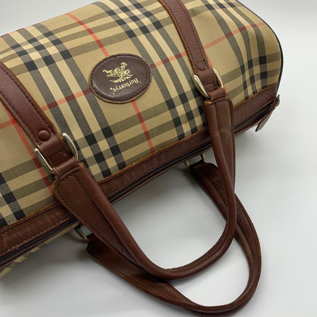 バーバリー ミニボストンバッグ ノバチェック ホースロゴ シャドーホース