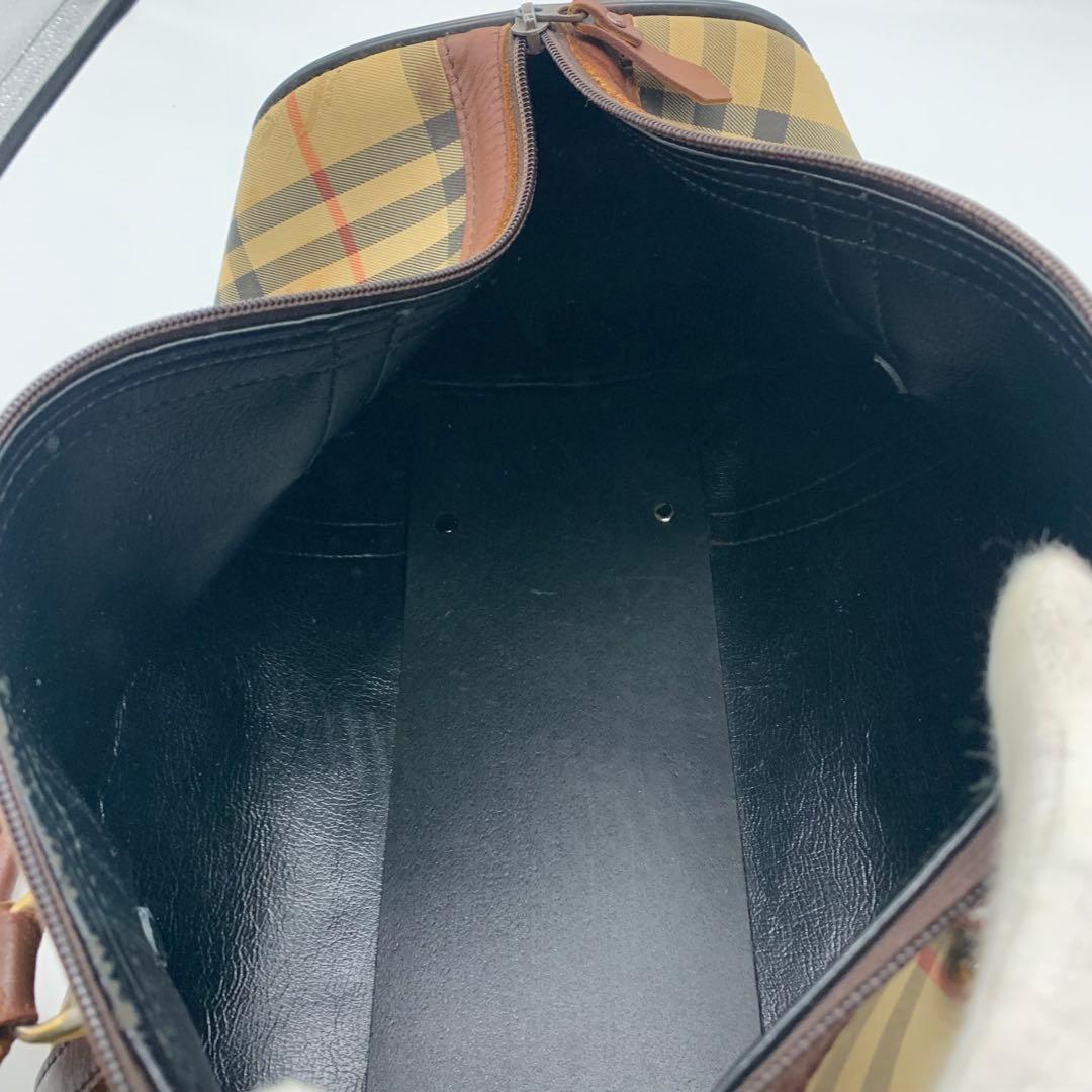 バーバリー ミニボストンバッグ ノバチェック ホースロゴ シャドーホース