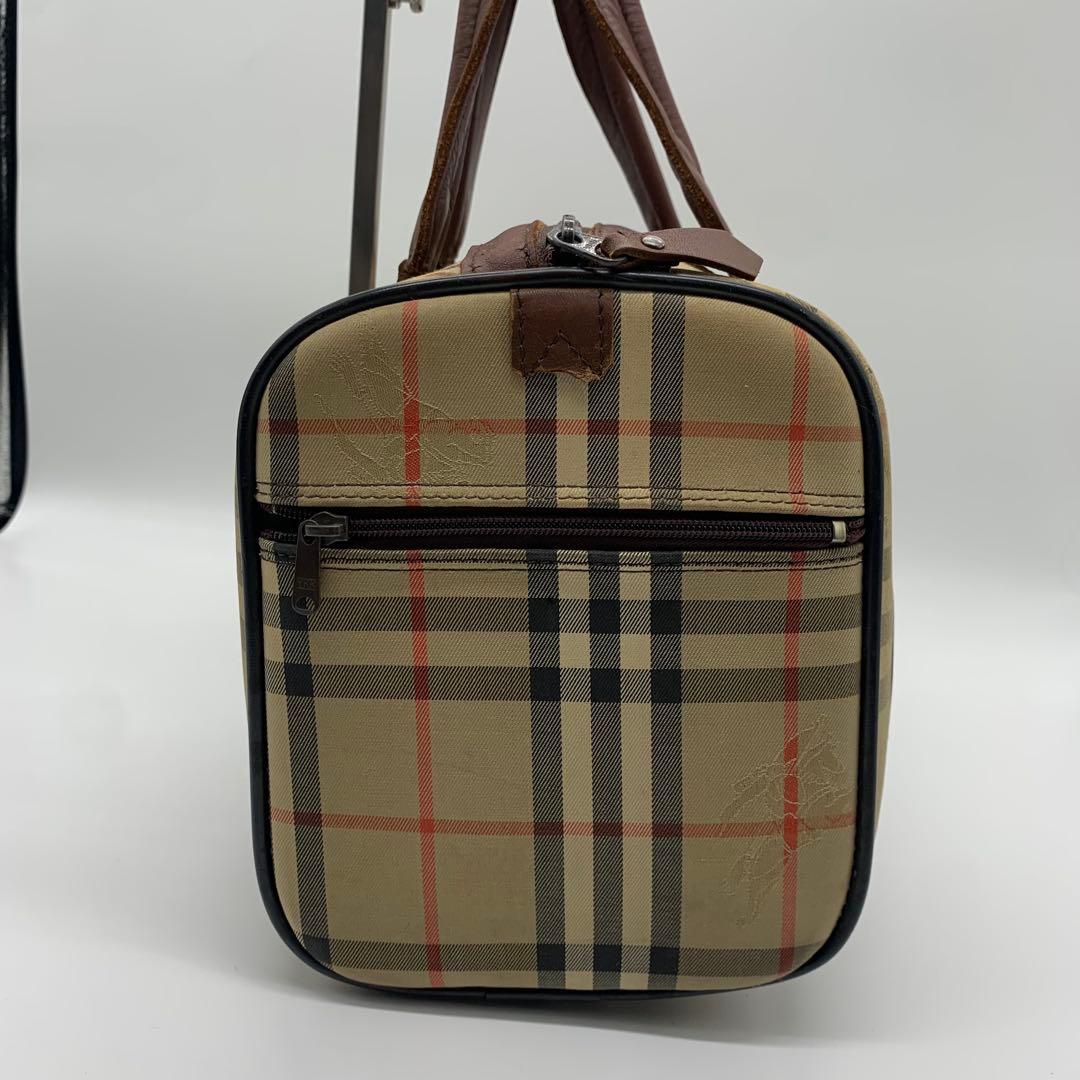 バーバリー ミニボストンバッグ ノバチェック ホースロゴ シャドーホース