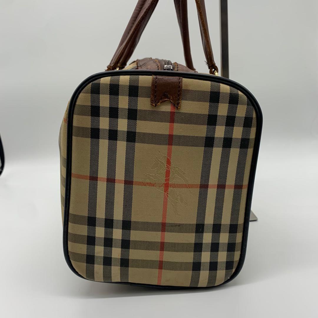 バーバリー ミニボストンバッグ ノバチェック ホースロゴ シャドーホース