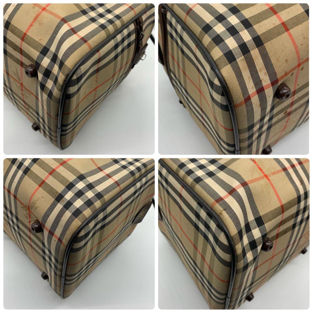 バーバリー ミニボストンバッグ ノバチェック ホースロゴ シャドーホース