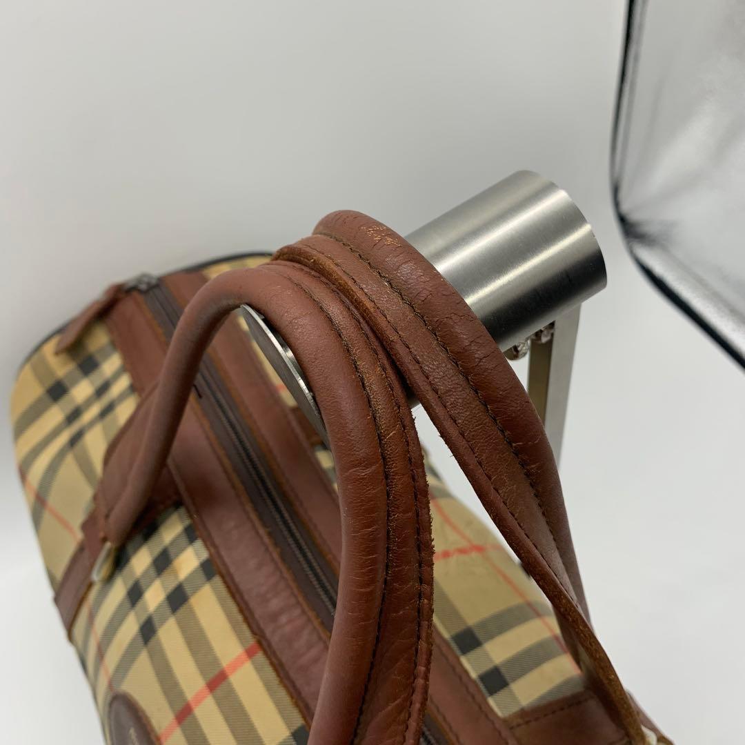 バーバリー ミニボストンバッグ ノバチェック ホースロゴ シャドーホース