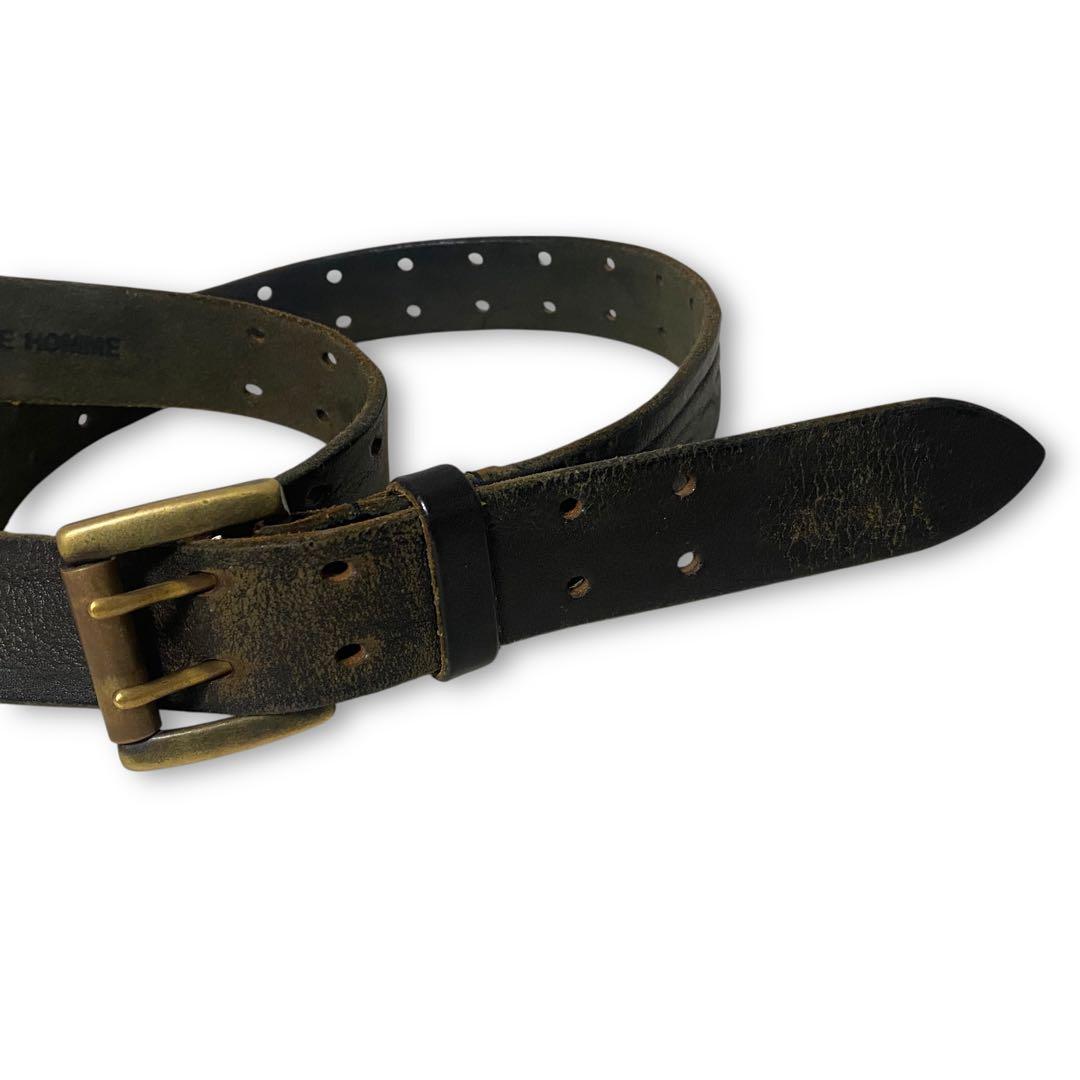 小物 TETE HOMME double buckle leather belt
