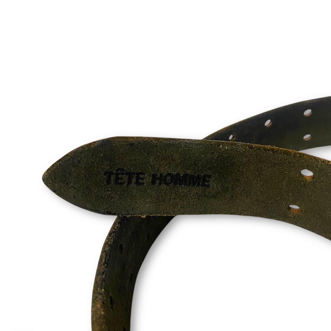 小物 TETE HOMME double buckle leather belt