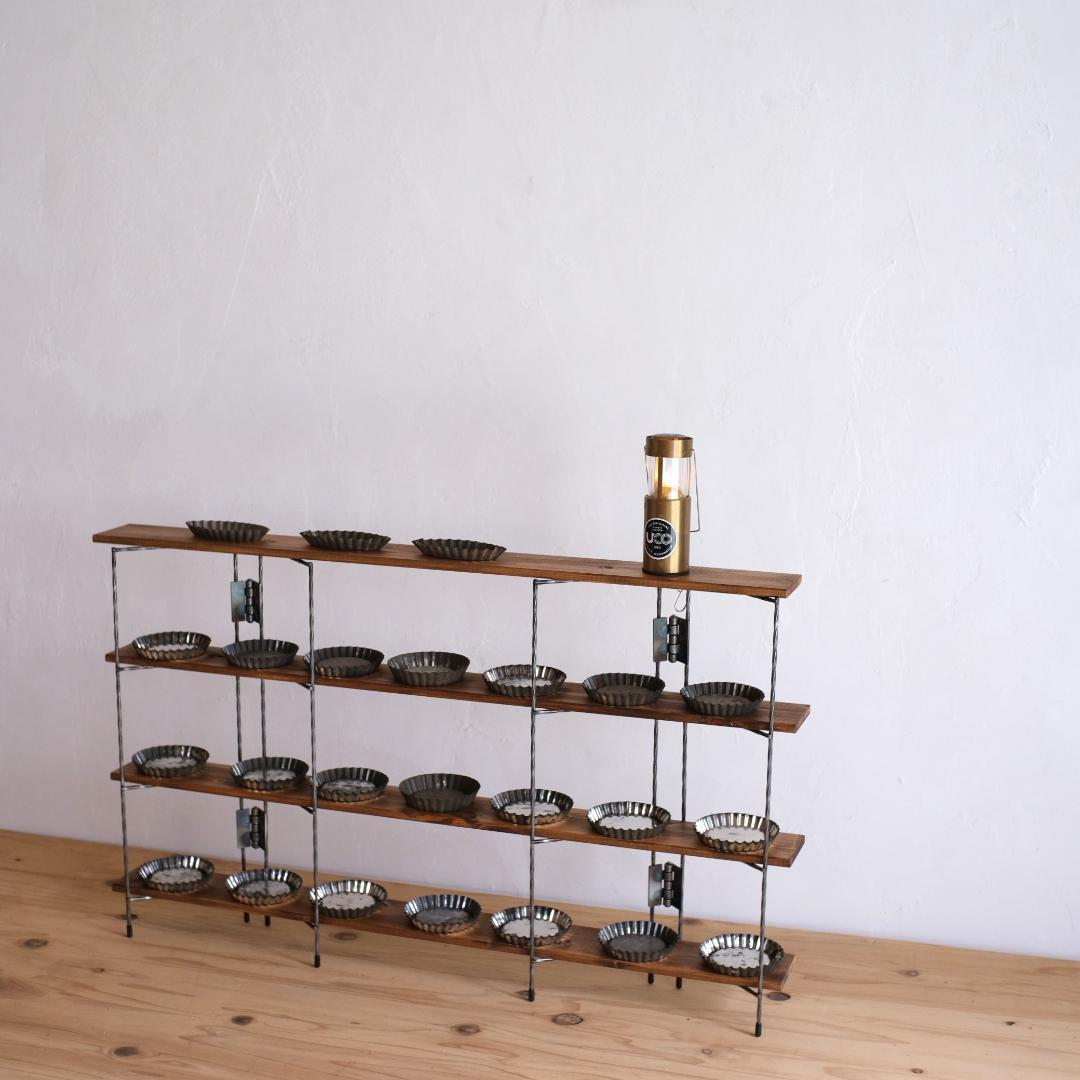 無骨なアイアン脚2点1セットH　板付きスリムシェルフイベント什器