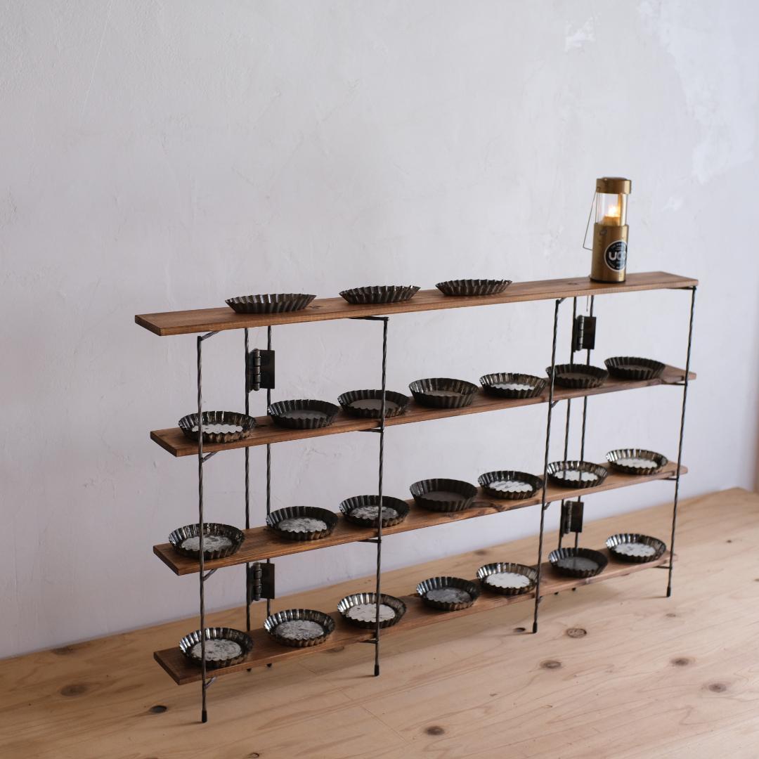 無骨なアイアン脚2点1セットH　板付きスリムシェルフイベント什器