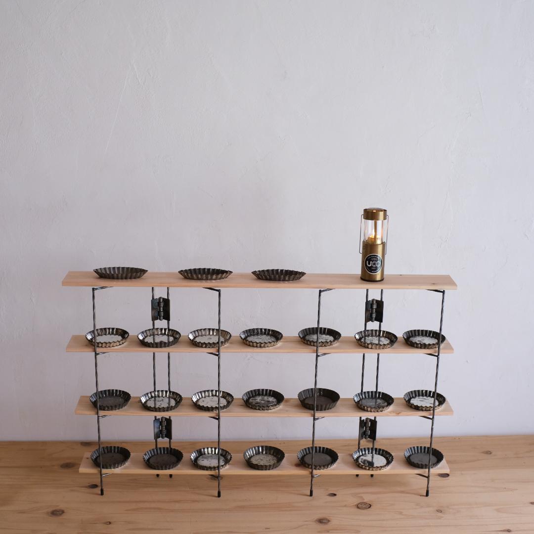 無骨なアイアン脚2点1セットH　板付きスリムシェルフイベント什器