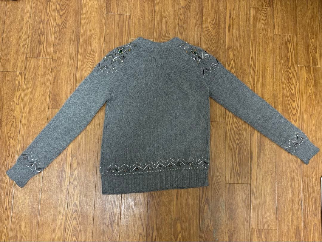 GUCCI グレー ビーズ装飾 セーター S
