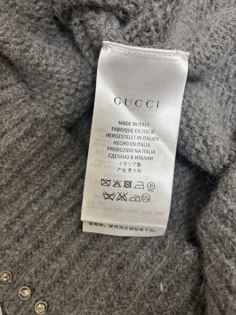 GUCCI グレー ビーズ装飾 セーター S