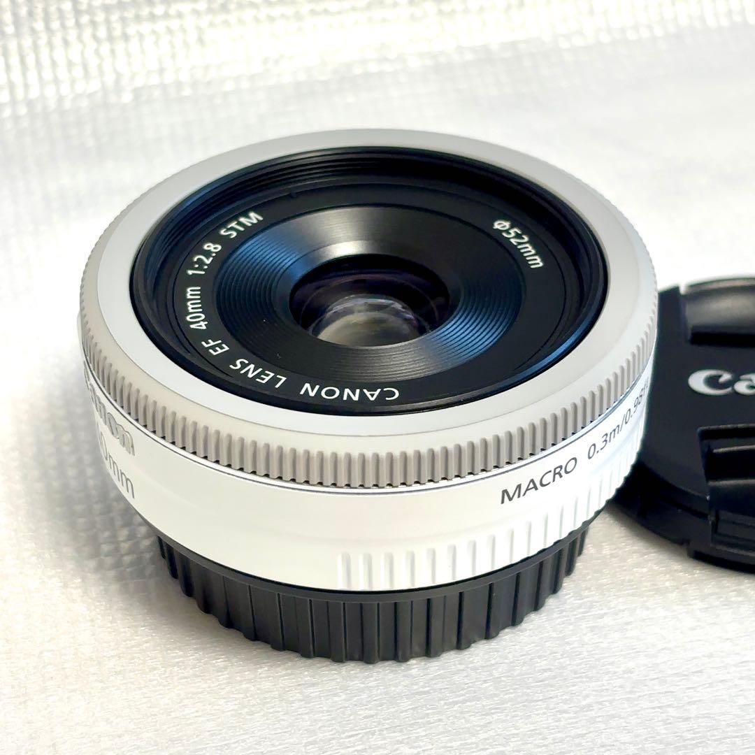 【美品】Canon EF40mm F2.8 STM ホワイト（フィルター付）