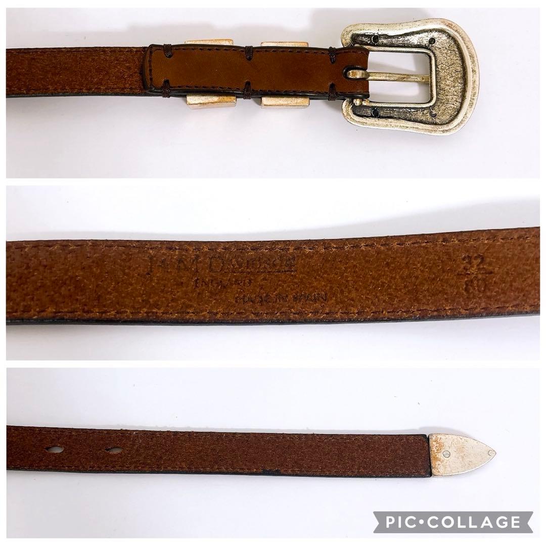 美品 J&M Davidson レザー ベルト ウエスタン バックル シルバー