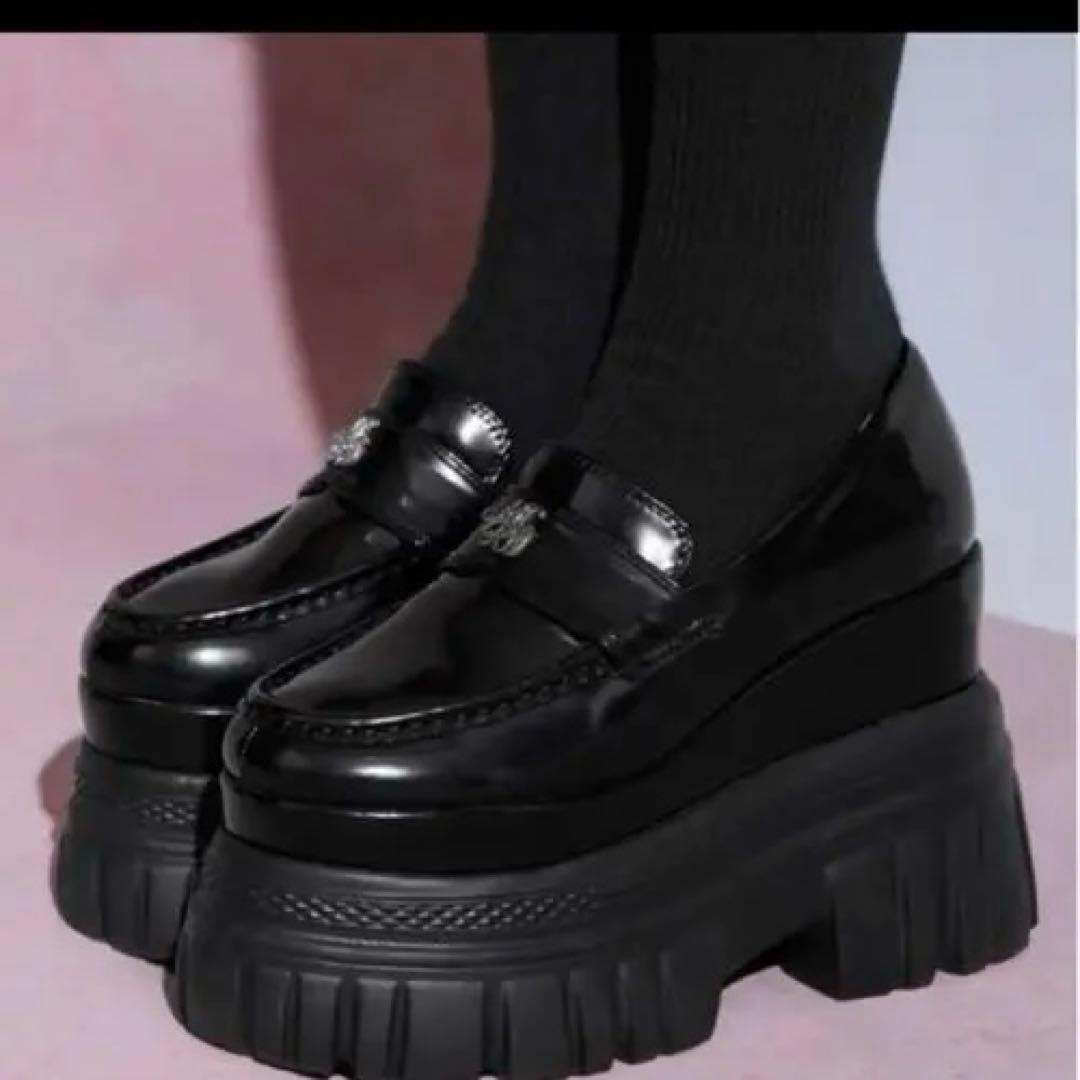 michellMacaron ミシェルマカロン ロゴ　厚底　ローファー ブラック