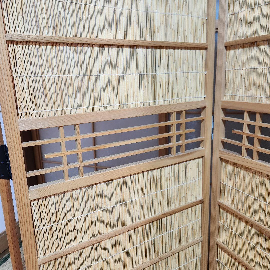 売切価格！未使用　天津　御簾屏風　天然木　竹