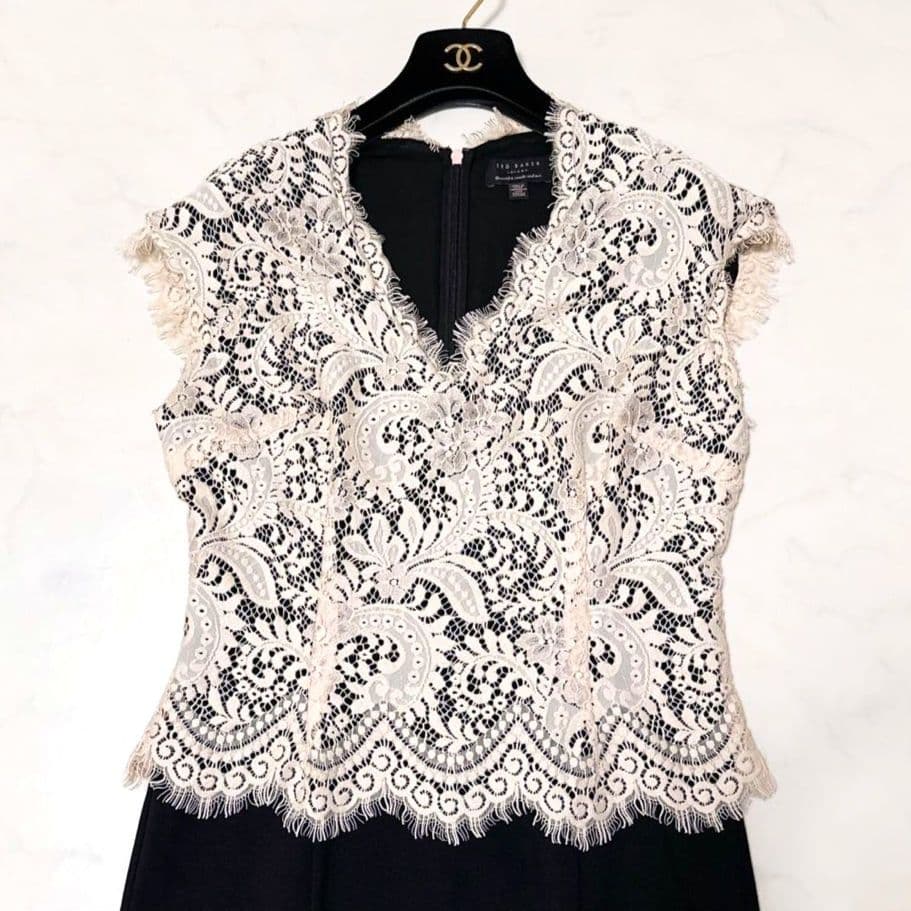 美品✨ テッドベーカー　レース ワンピ―ス　切替　ドレス　大人かわい　上品　3