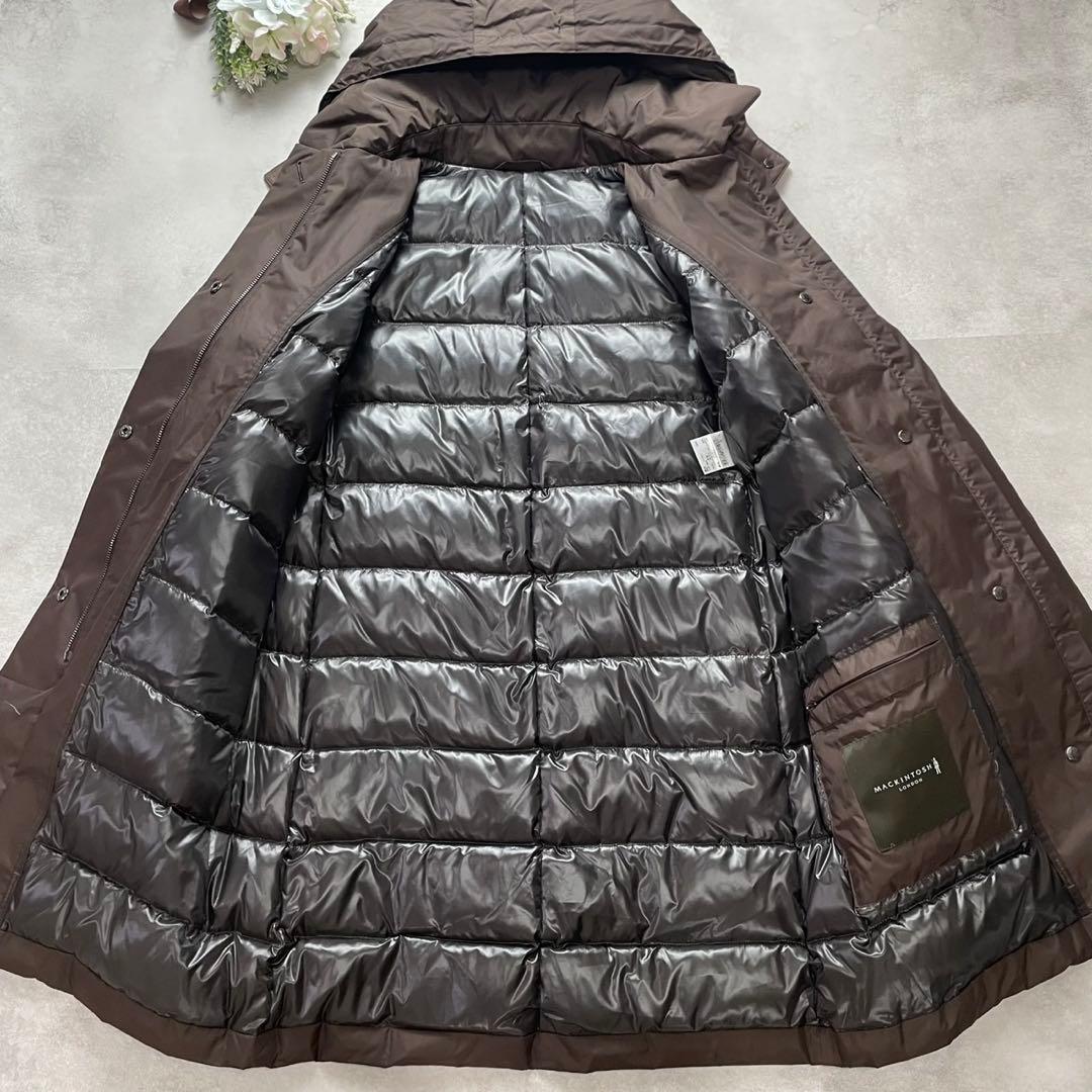 高級感✨マッキントッシュロンドン ロングダウンコート ブラウン 38 フード付き