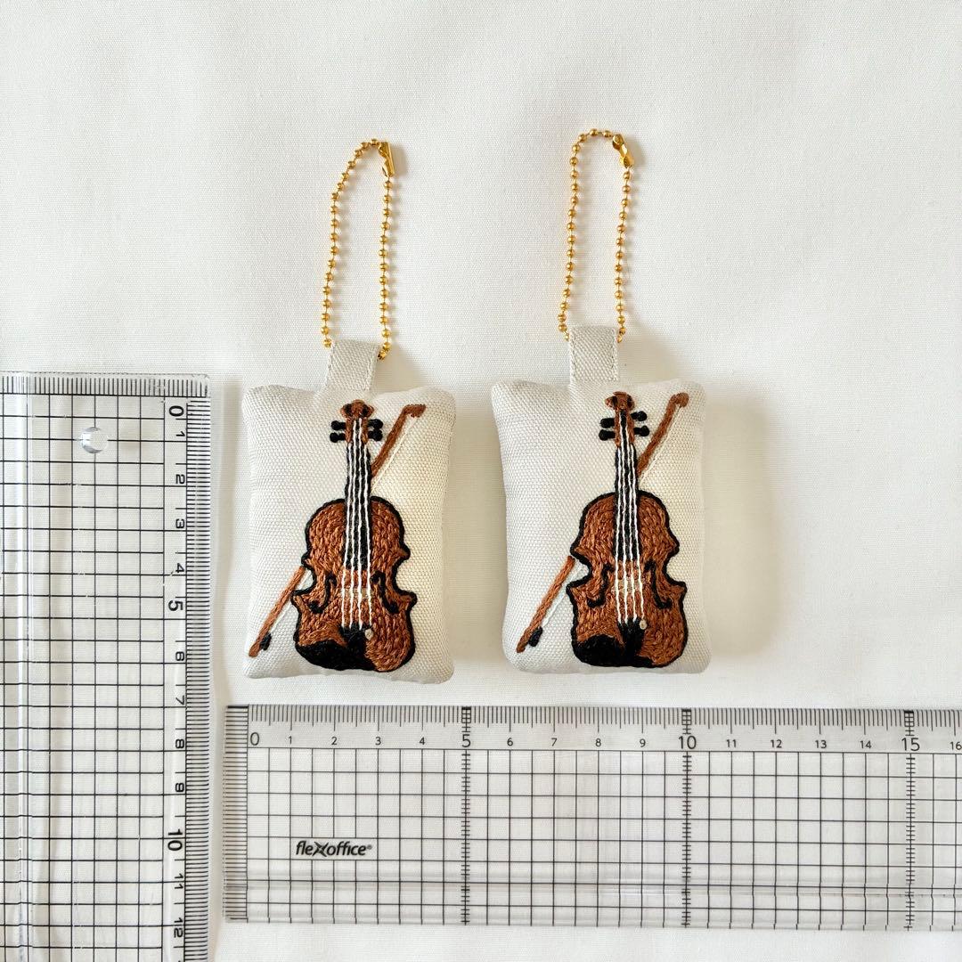 Mallow　バイオリン　手刺繍　レッスンバッグ　マスコットキー　親子