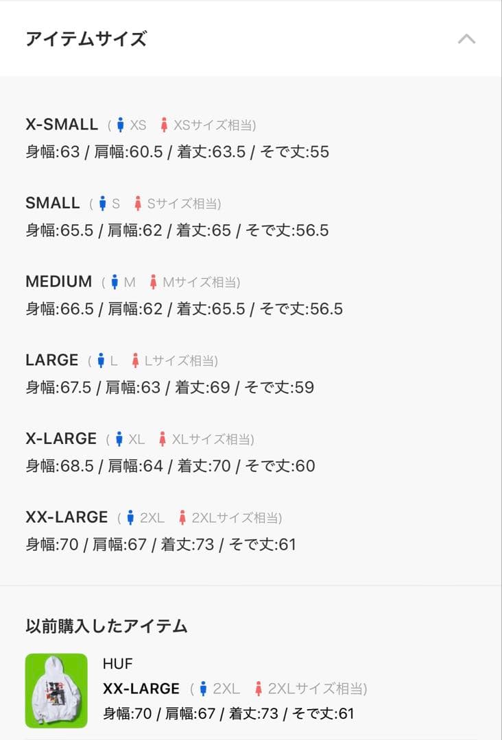 HUF グレーパーカー XXL