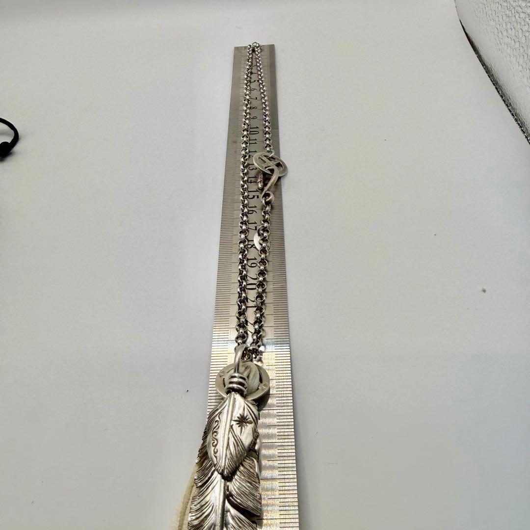 美品　SAAD 特大上銀ビッグフェザー80mm ネックレスセット