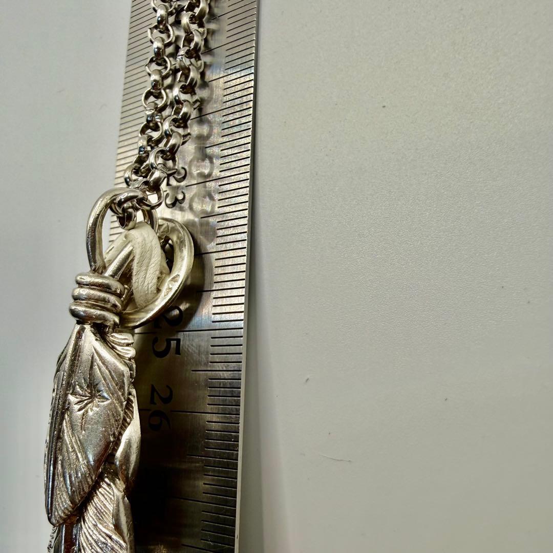 美品　SAAD 特大上銀ビッグフェザー80mm ネックレスセット