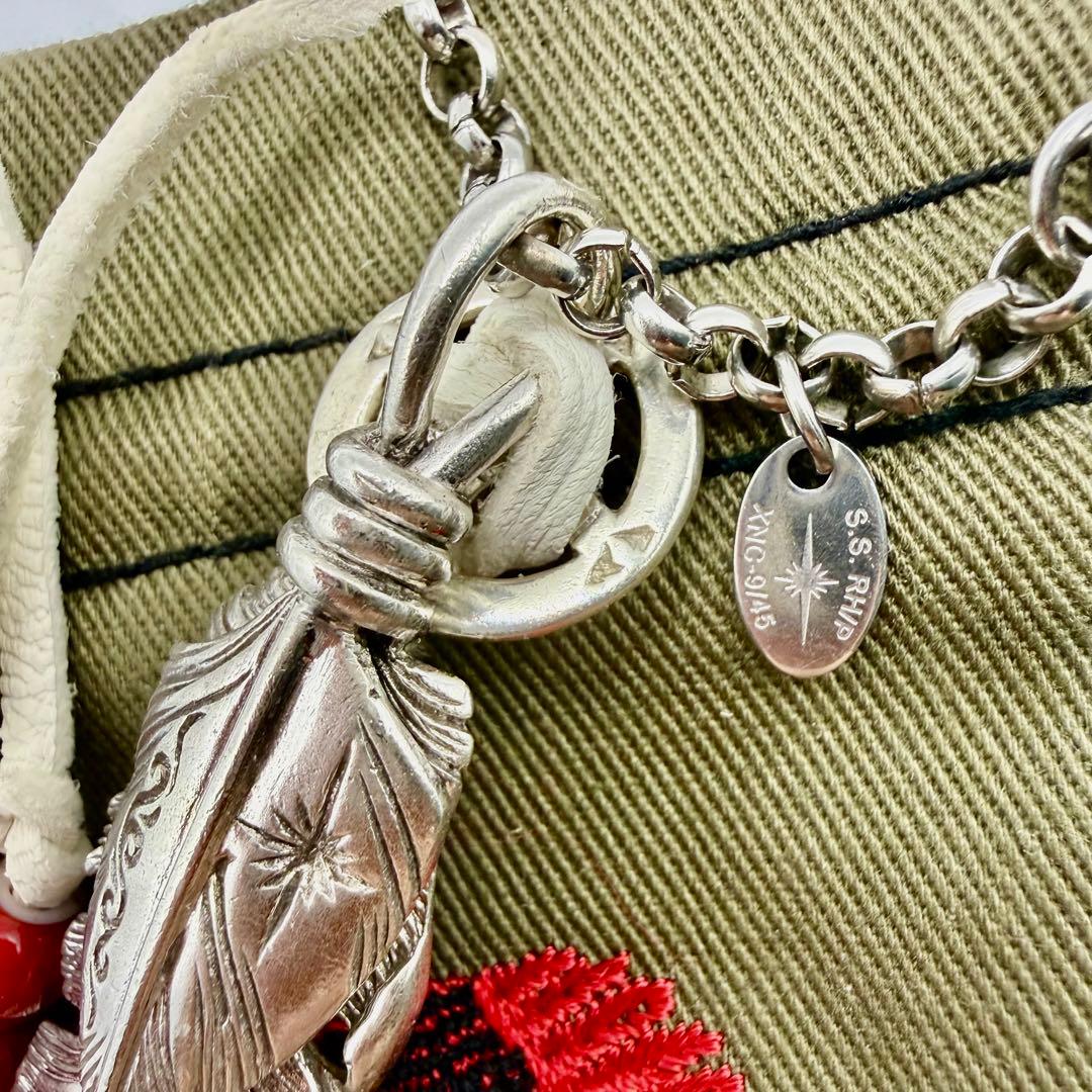 美品　SAAD 特大上銀ビッグフェザー80mm ネックレスセット