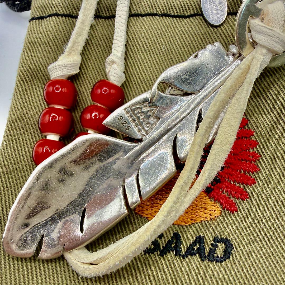 美品　SAAD 特大上銀ビッグフェザー80mm ネックレスセット