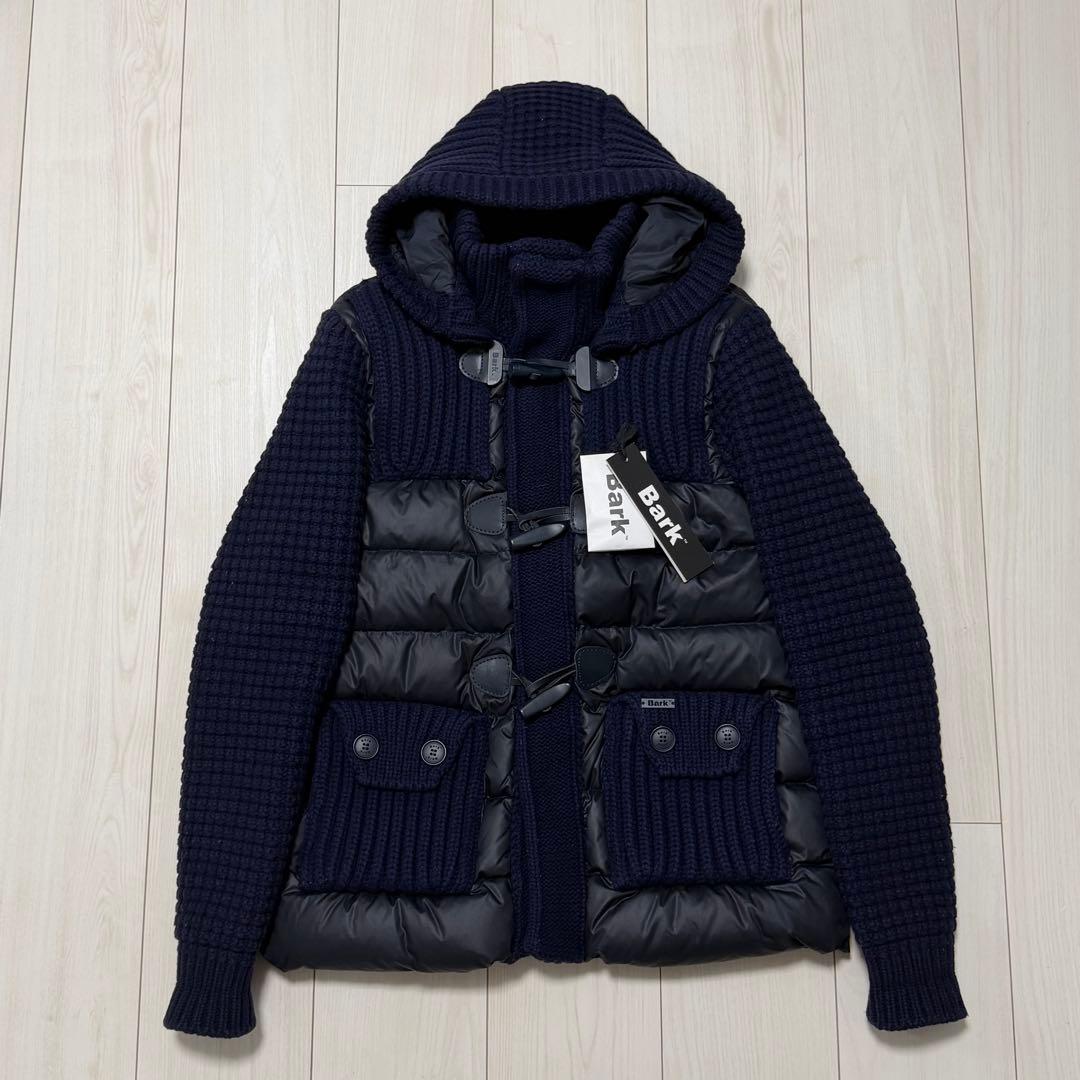 Bark バーク 鬼ワッフル編み ダウンジャケット ネイビー 異素材