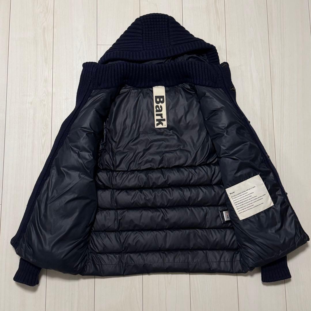 Bark バーク 鬼ワッフル編み ダウンジャケット ネイビー 異素材