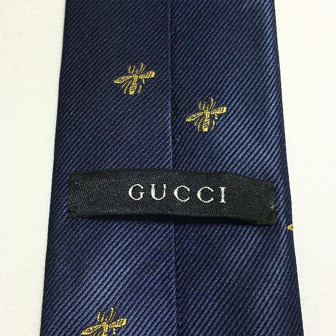 未使用級 グッチ GUCCI ネクタイ ネイビー 蜂 Bee ハチ グッチ