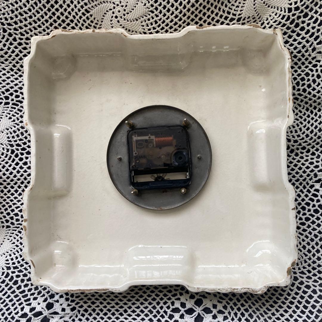 フランス アンティーク SMI社製 レトロ 壁掛け時計 ホワイト・イエロー