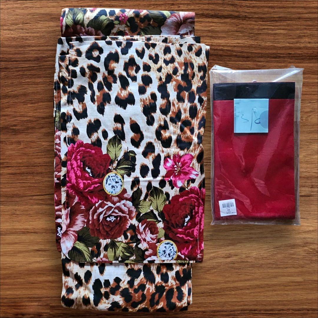 美品★Sugar 浴衣 帯 セット 華やか レオパード 豹柄 花柄 個性的