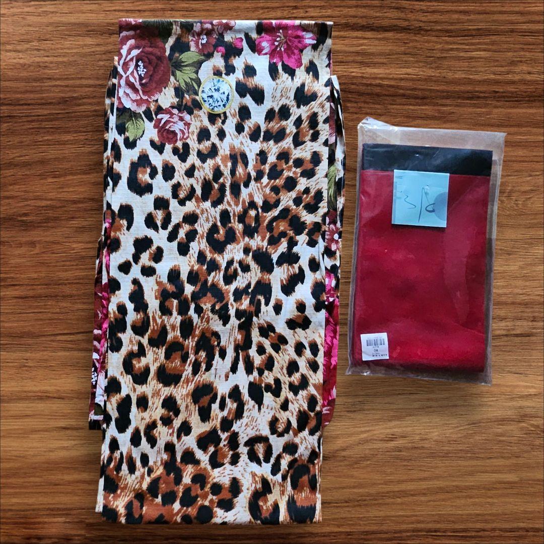 美品★Sugar 浴衣 帯 セット 華やか レオパード 豹柄 花柄 個性的