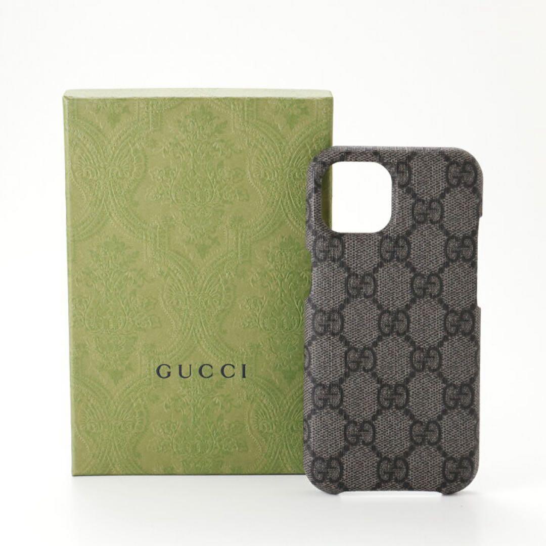 GUCCI iPhone15ケース GGパターン グレー/ブラック