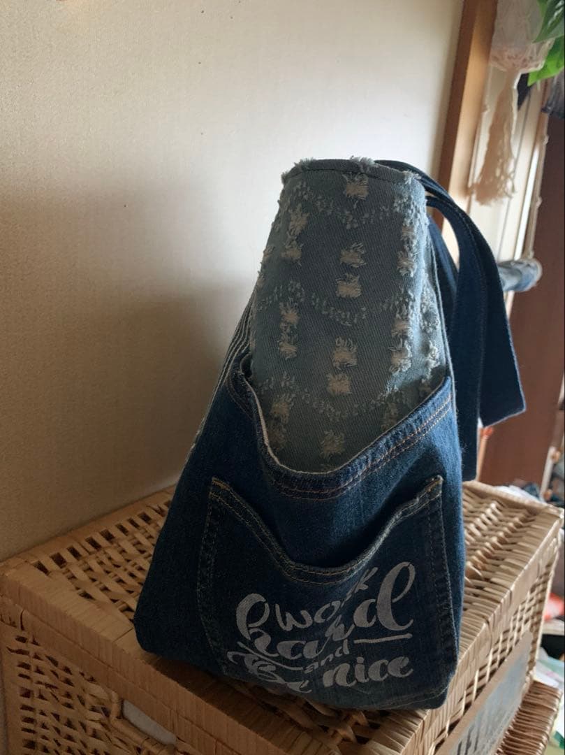 《さよちゃん》【まんまるトートバッグ(L)×3点】デニムリメイク