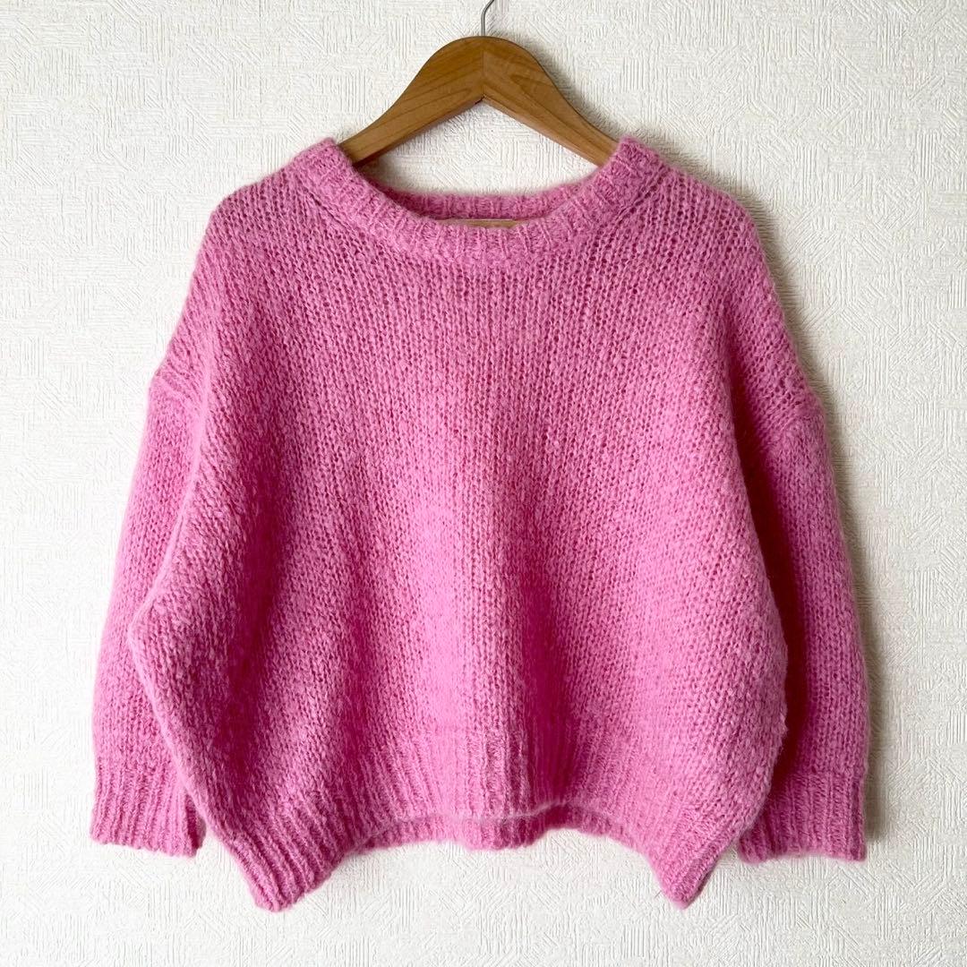 MADISONBLUE モヘヤアルパカ ハーフスリーブニット クロップド丈