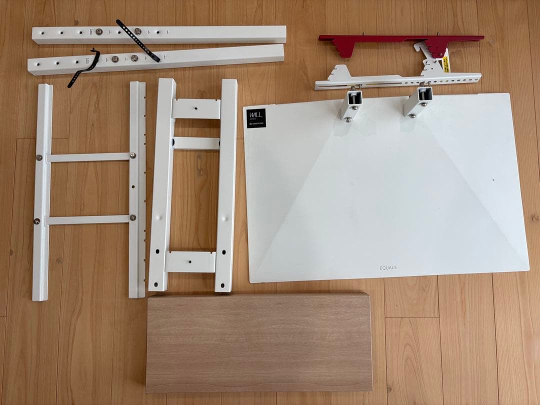 WALL テレビスタンド V3 ロータイプ ホワイト 木目、ラージサイズ棚