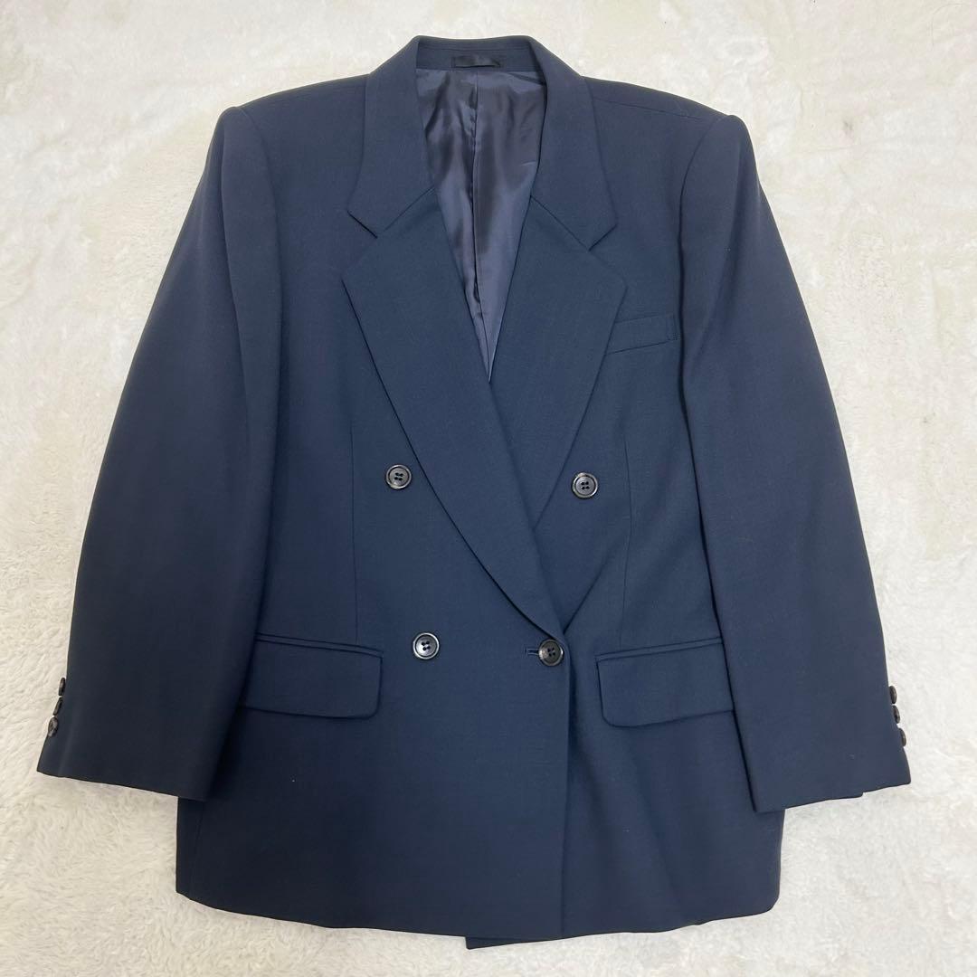 【美品】バーバリー スーツ セットアップ ネイビー 15号 ダブルブレスト
