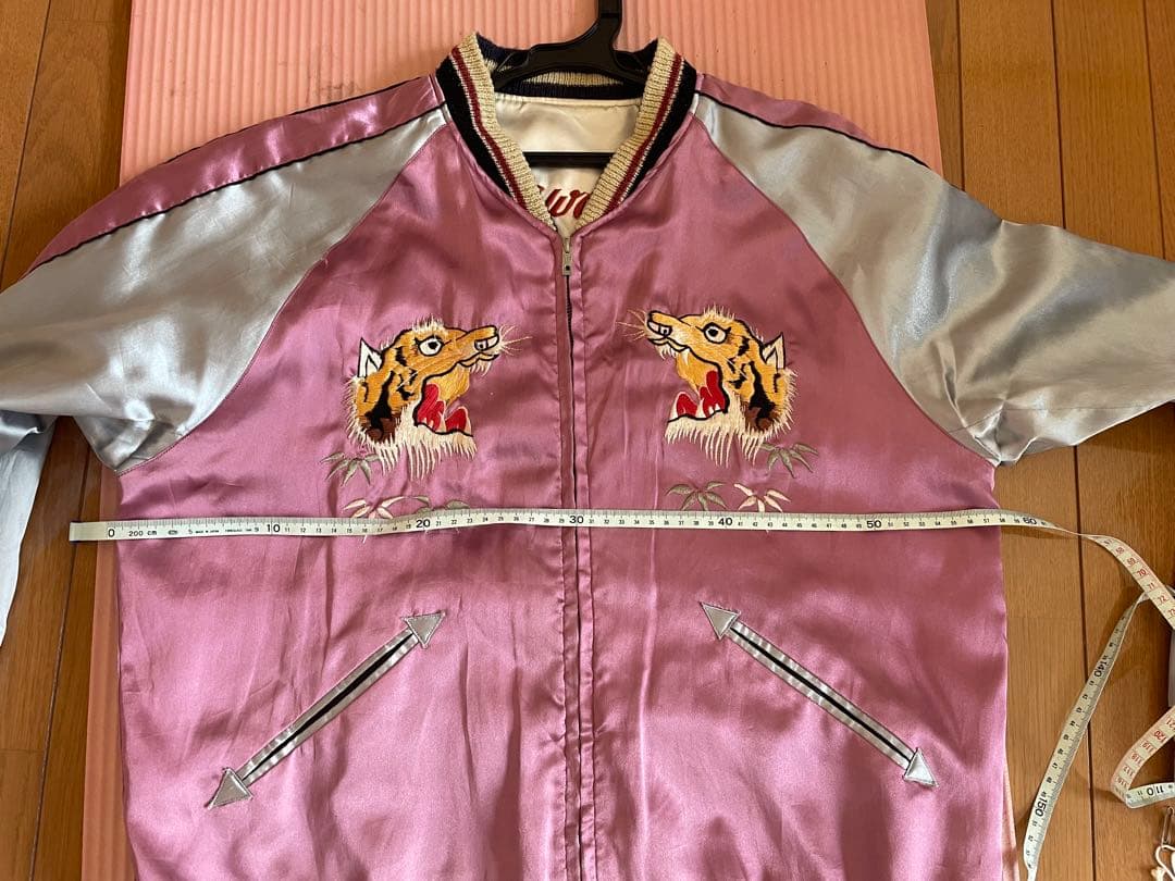 TAILOR スカジャン Lサイズ ピンク・シルバーらリバーシブル