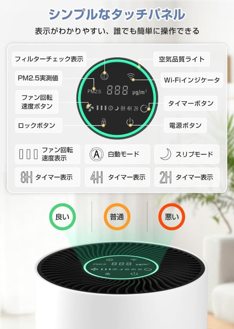 【新品未使用】C-J-W 空気清浄機 20帖対応 Alexa